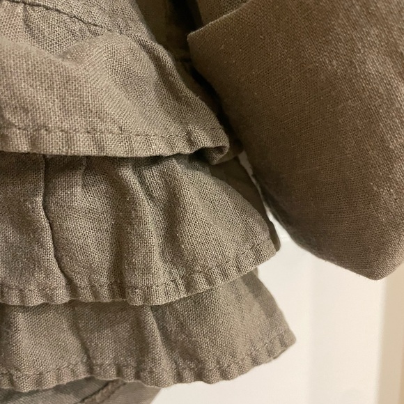 Anonyme Olive Green Ruffled Loose fitting Jacket 3/4 Sleeves light Summer size 4 - Picture 4 of 6